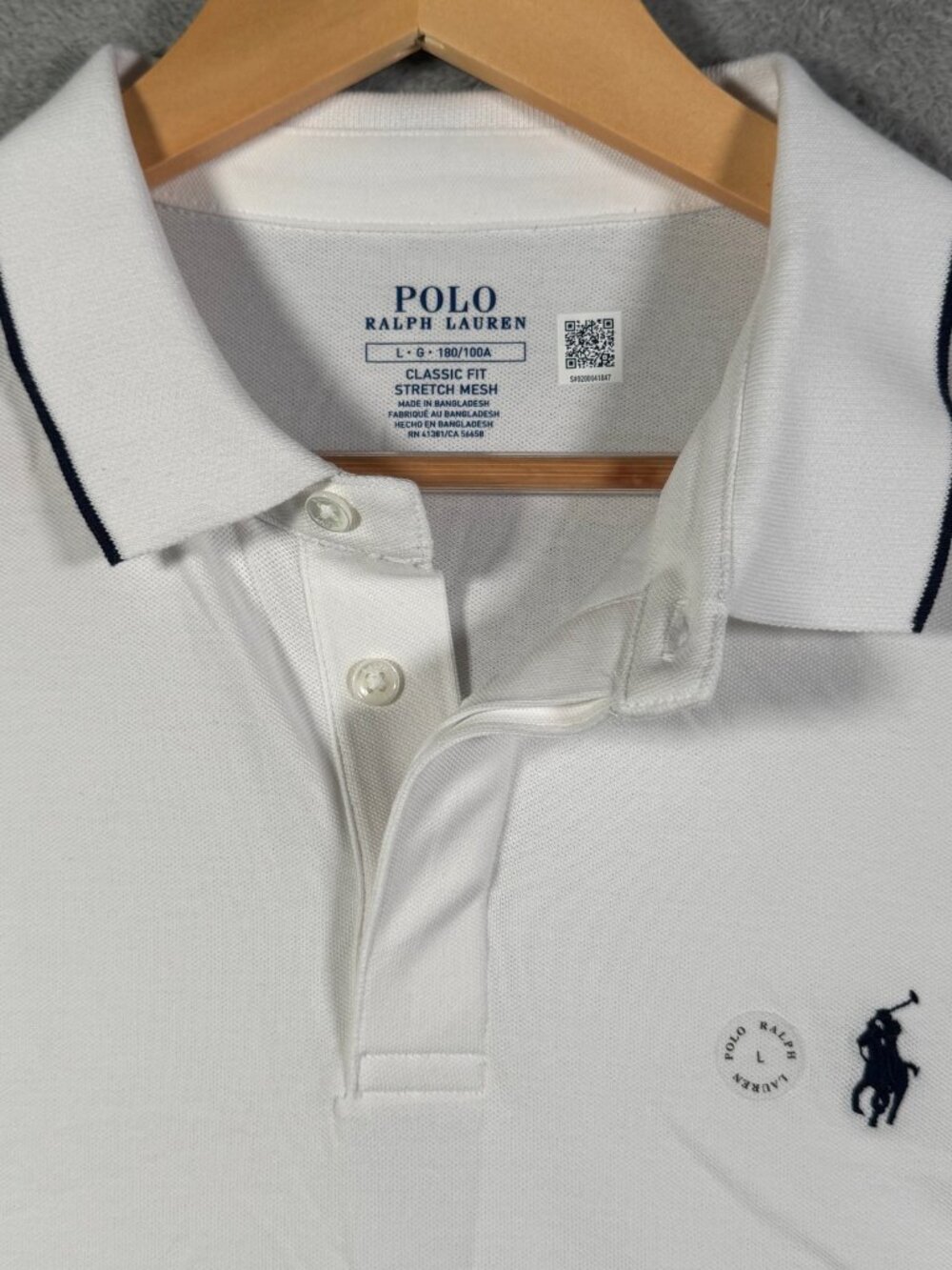 Polo Ralph Lauren Shirt Mens L White Classic Fit Stretch Mesh Pony $120